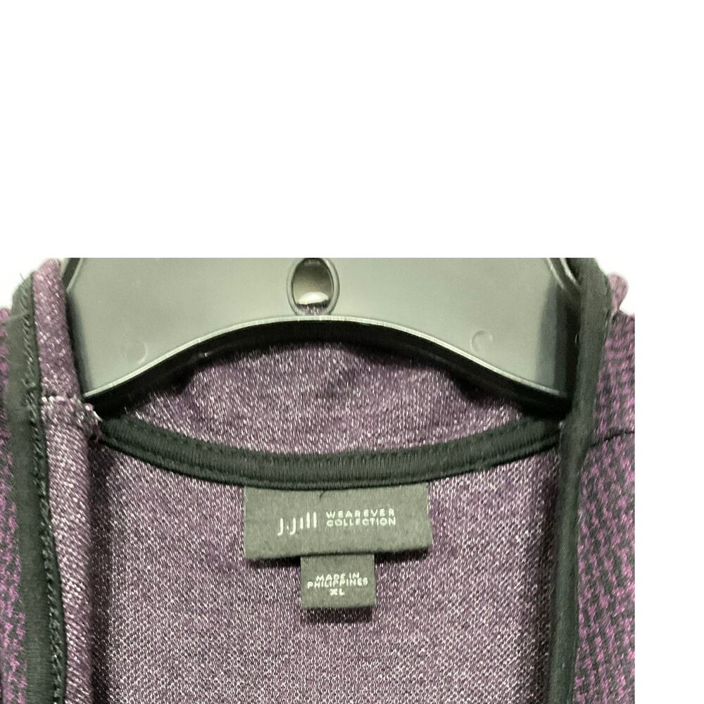 J. Jill Wearever Purple Open Front Cardigan Houndstooth Womens X-Large Pockets - Picture 5 of 7
